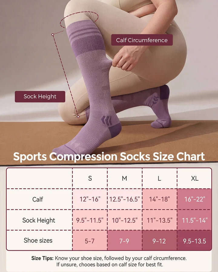 Wide Calf Compression Socks 20-30mmHg - 2 Pairs