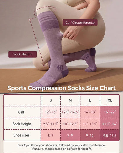 Wide Calf Compression Socks 20-30mmHg - 2 Pairs