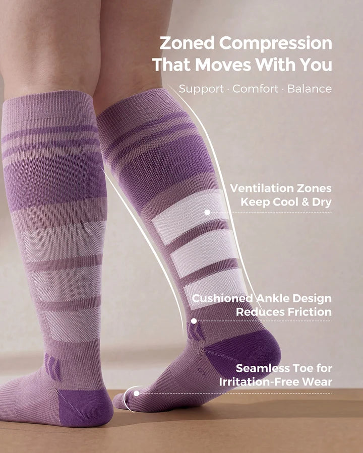 Wide Calf Compression Socks 20-30mmHg - 2 Pairs
